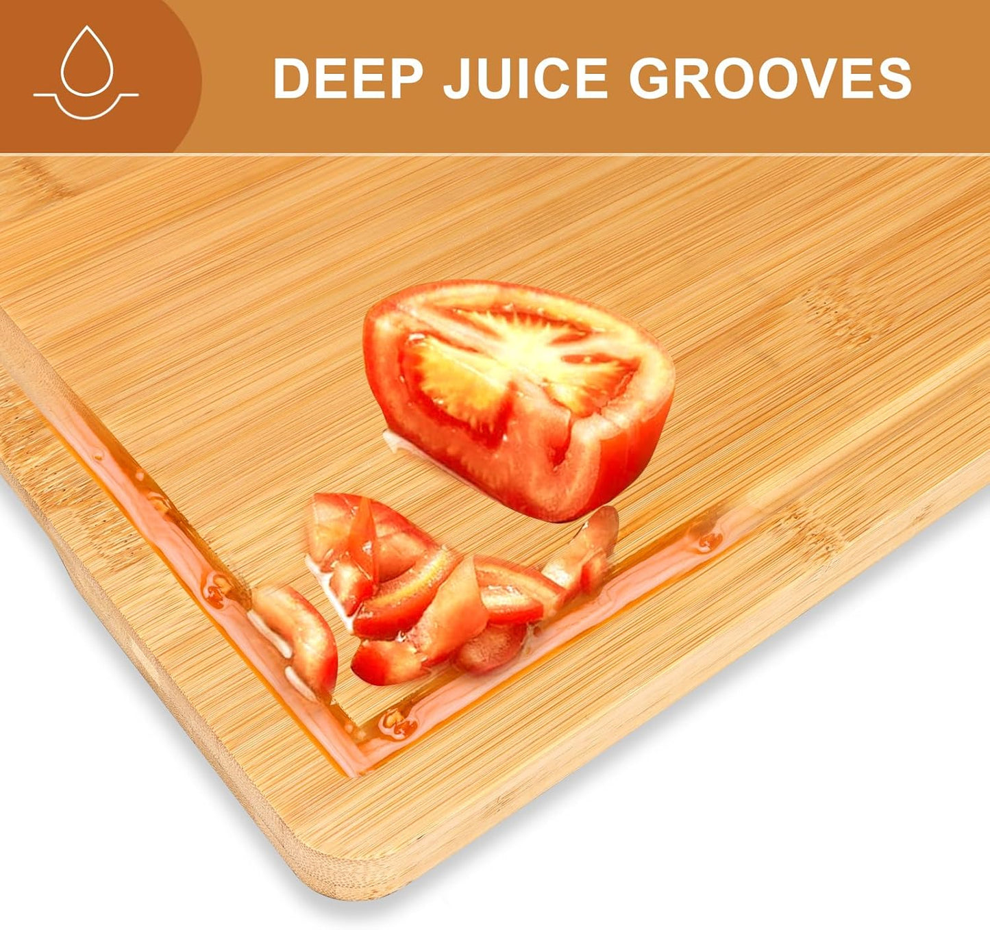 Bamboo Cutting Board Set of 3 With Holder Extra Large Bamboo Chopping Board for Kitchen Charcuterie Boards Bread Cheese Fruit Bread Cheese Meat