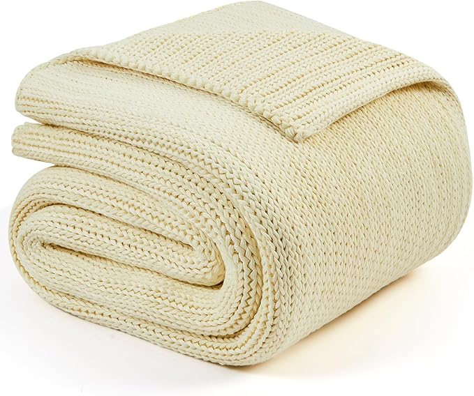L'AGRATY Knitted Weighted Blanket - 60"x80" 15lbs Cooling Chunky Knit Heavy Blanket for Adults Braided Crochet Throw Thick Cable Yarn Knit Decorative No Beads Evenly Weighted Machine Washable