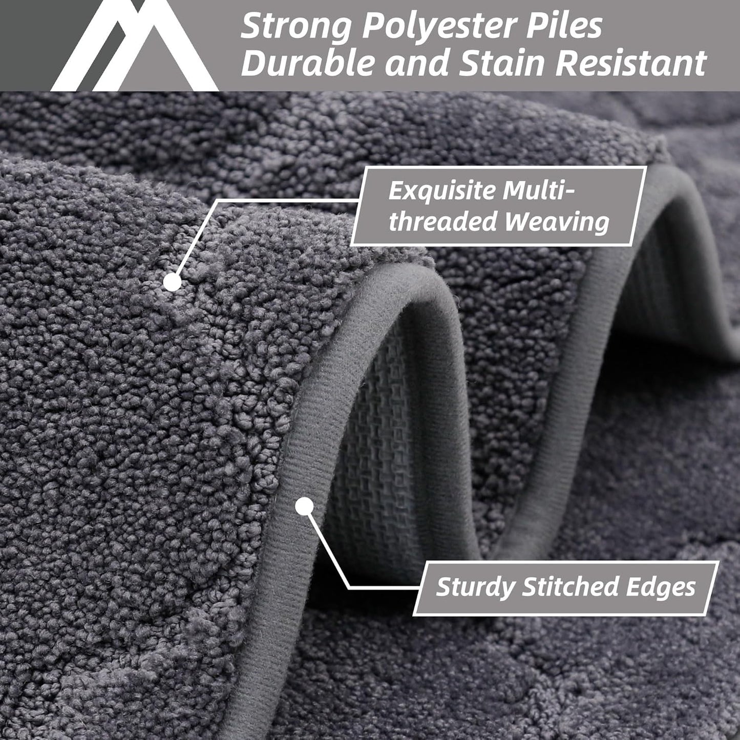 COSY HOMEER Soft Kitchen Floor Mats for in Front of Sink Super Absorbent Kitchen Rugs 20"x59" Non-Skid Standing Mat Washable,Polyester,Dark Grey