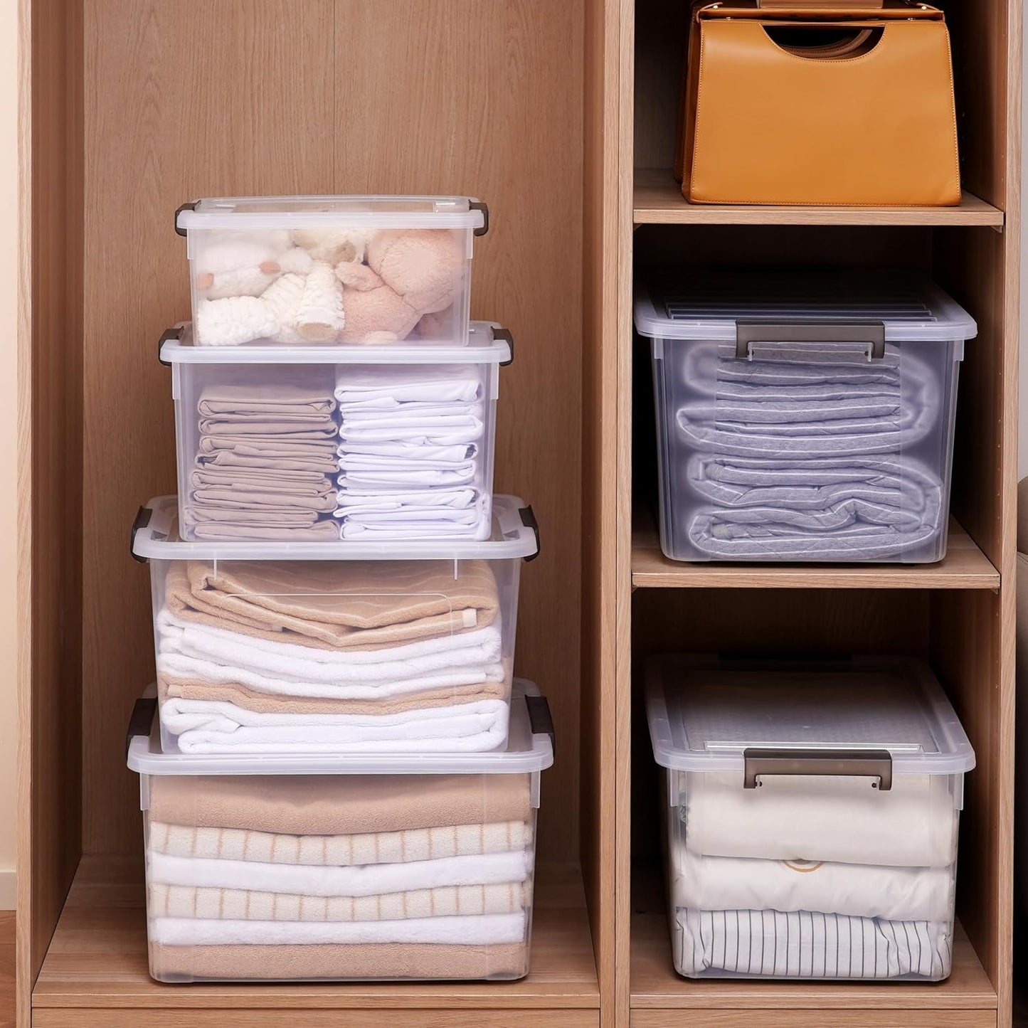 Citylife 32 QT Plastic Storage Bins with Latching Lids Stackable Storage Containers for Organizing Large Clear Storage Box for Garage, Closet, Classroom, Kitchen, 2 Packs