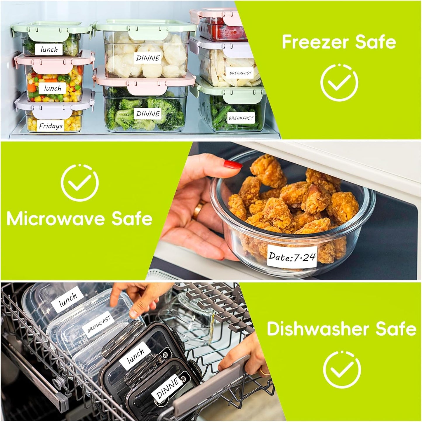 1200 Blank Removable Freezer Labels Water Oil Resistant with Perforation Line for Easy Distribution and Use,Apply Food containers Jars,and Kitchen Pantry Organization (1 "x 2")