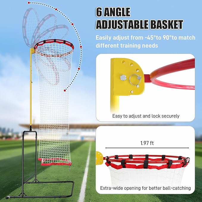 Volleyball Setter Training Equipment, Adjustable Volleyball Setting Trainer Net with 6 Angle and 5 Height Adjustments and 2 Rubber Wheels for Indoor Outdoor Practice