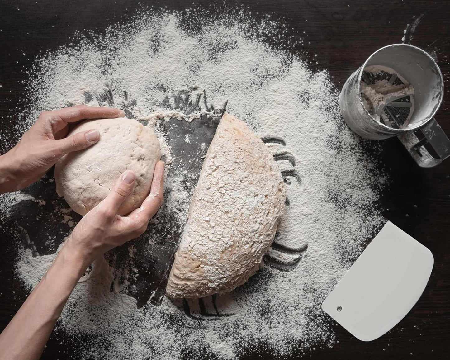 2 Pcs Dough Scraper and 3 Pcs Stainless Steel Cake Icing Spatula for Baking, Flexible Bowl Scraper Dough Cutter Bench Scraper for Cake Dough Bread Pastry Pizza