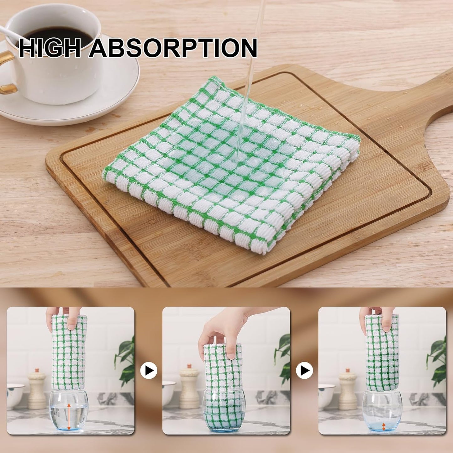 Kitinjoy Cotton 12 Pack Terry Kitchen Towels, 16 x 25 Inches Super Soft and Absorbent Dish Towels, Quick Drying Hand Towels for Kitchen Drying, Multiple Colour