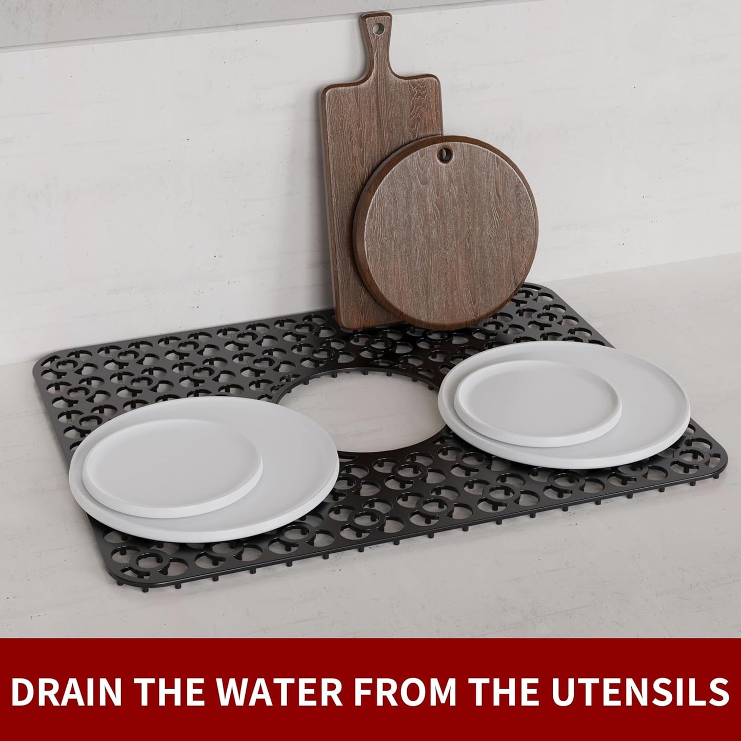 WAFT YEARN Sink Mats Sink Protectors Dish Racks Dishwasher Safe Grid Mats for Kitchen Sink Silicone Protect Sink from Stains Damage Scratches Non Slip Heat Resistant Rust Resistant 18"X12.5" Black
