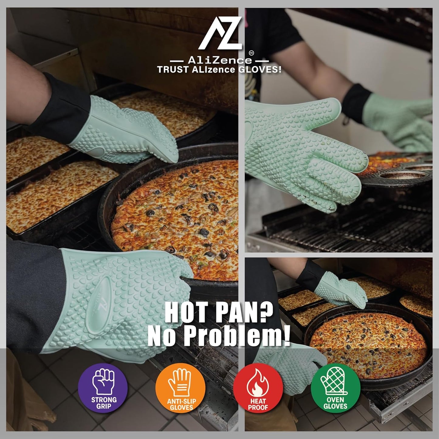 Silicone Smoker Oven Gloves & BBQ Set – Extreme Heat Resistant, Waterproof Oven Mitts, Mini Gloves, Hot Pads & Pot Holders for Cooking, Grilling, Baking, Extra Soft, Superior Value 6 pc Set. (Aqua)