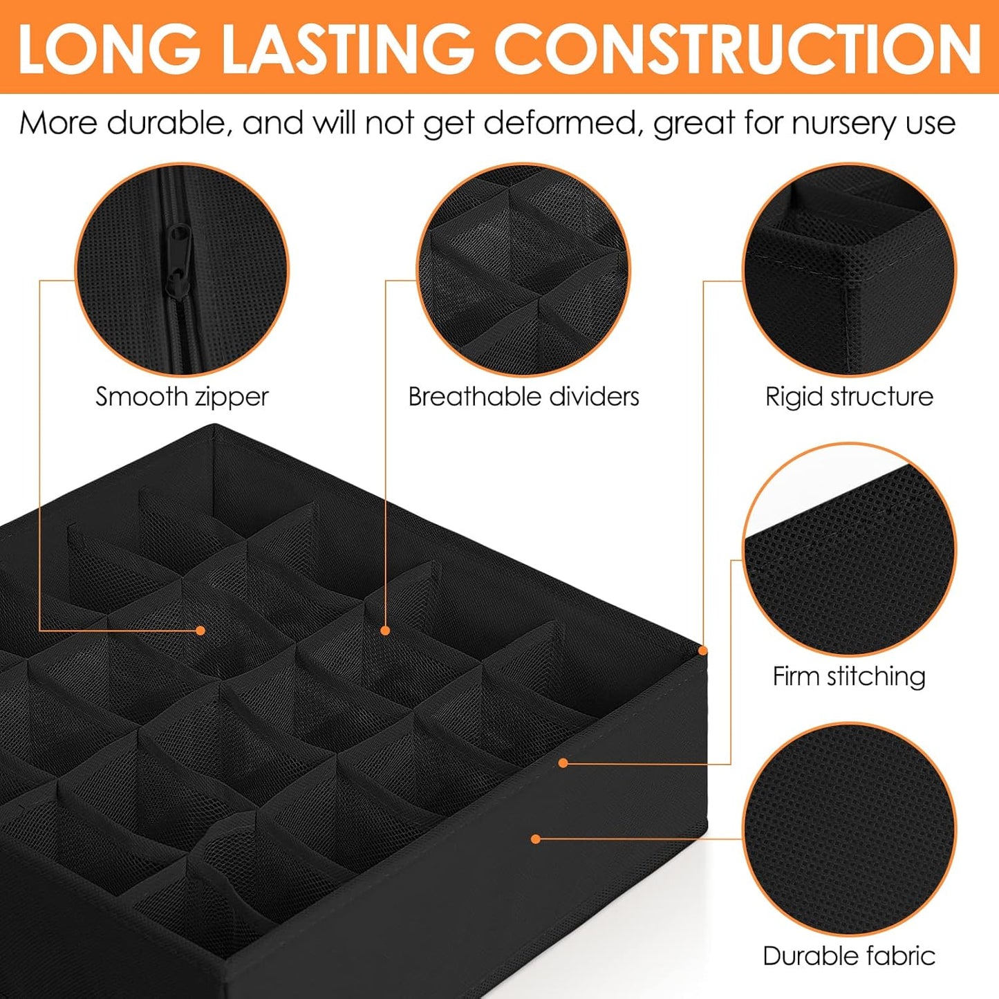 12 Pack Drawer Organizers, 116 Compartments Fabric Foldable Dresser Drawer Organizers for Clothing, Closet Organizers and Storage Bins for Clothes, Christmas Ornament Storage Boxes with Dividers