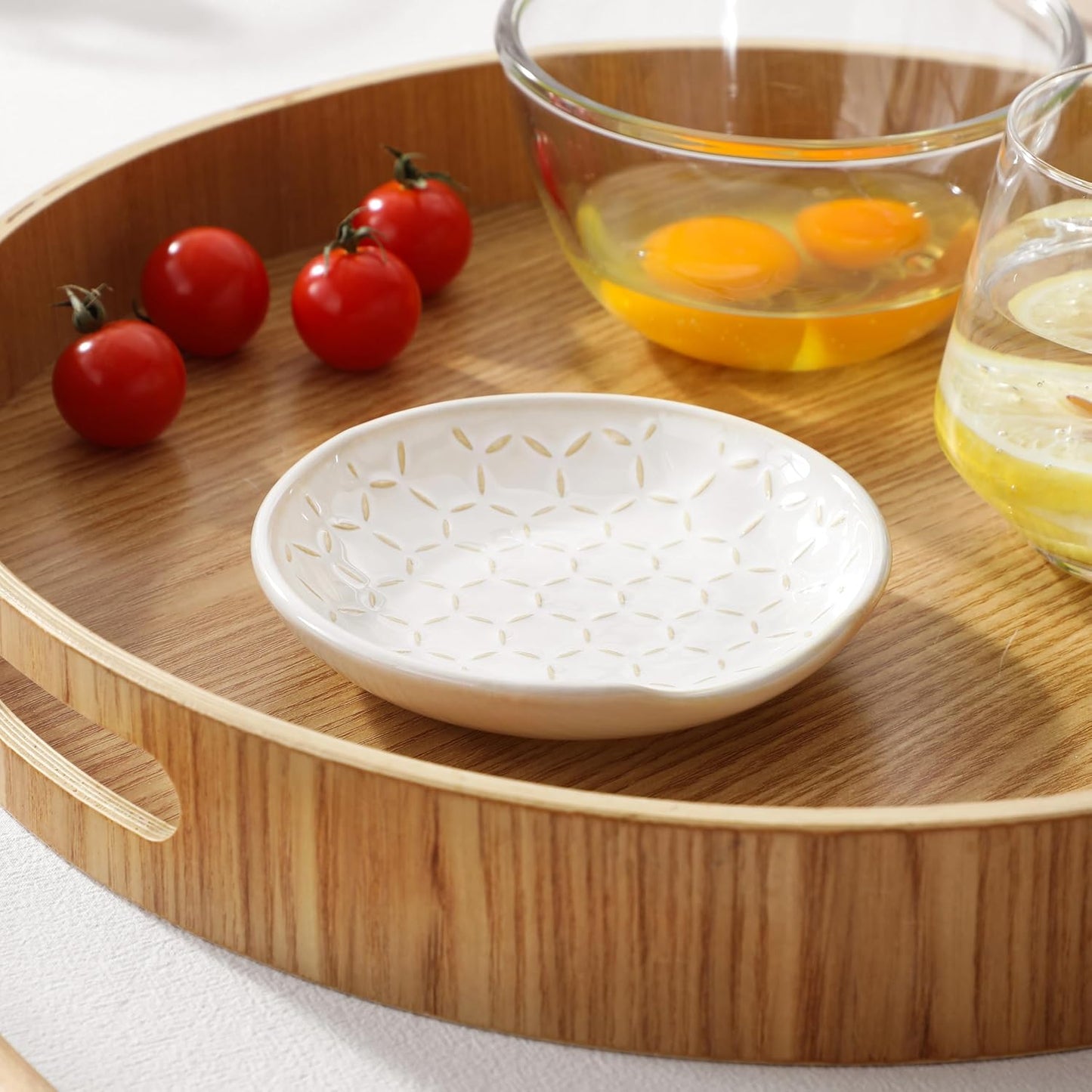 MALACASA Ceramic Spoon Rest for Stove Top, 4.8 inch Cooking Spoon Holder for Kitchen Counter,Utensil Rest for Ladle, Spatula, Spoons or Tongs, Modern Farmhouse Kitchen Décor - 02, Series LYDIA