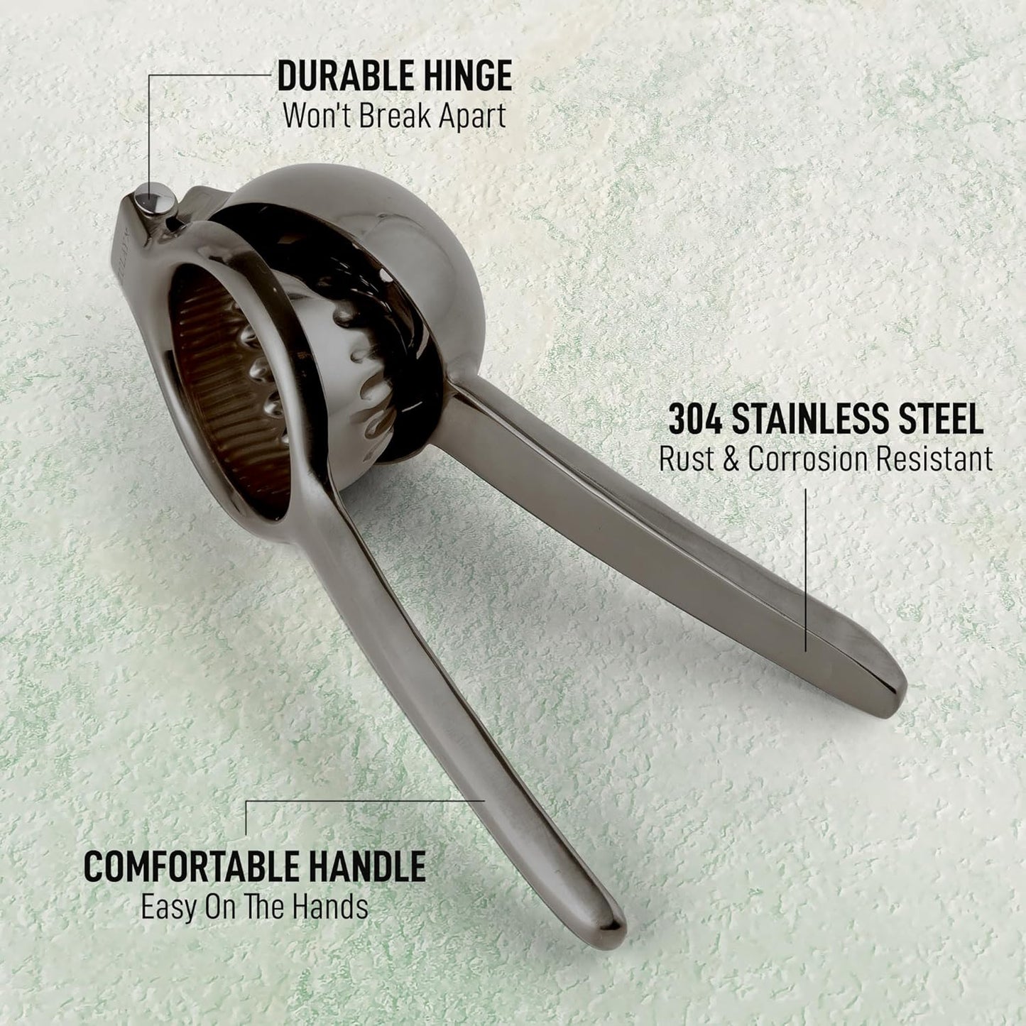 Zulay Kitchen Lemon Squeezer Stainless Steel - Premium Quality, Heavy Duty Solid Metal Squeezer Bowl - Large Manual Citrus Press Juicer and Lime Squeezer Stainless Steel - Black