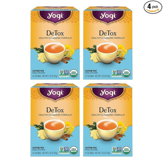 Yogi Tea DeTox Tea - 16 Tea Bags per Pack (4 Packs) - Organic Detox Tea for Digestive & Circulation Support - Includes Burdock, Dandelion, Ginger Root, Black Pepper, Cardamom & Juniper Berry