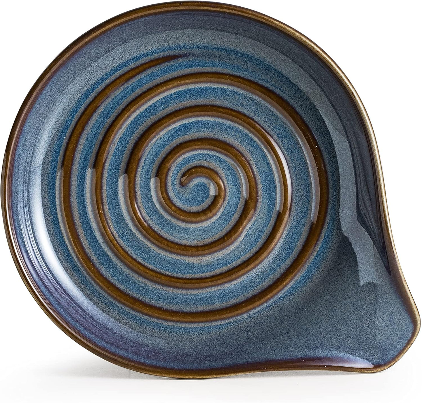 Spoon Holder, Cooking Spoon Rest for Stove Top Utensil Rest for Spoons, Ladles, Tongs, Spatula, Large Spoon Holder with Handle for Easy Grip Framhouse Decor Cute Kitchen Gadget, Gray and Blue