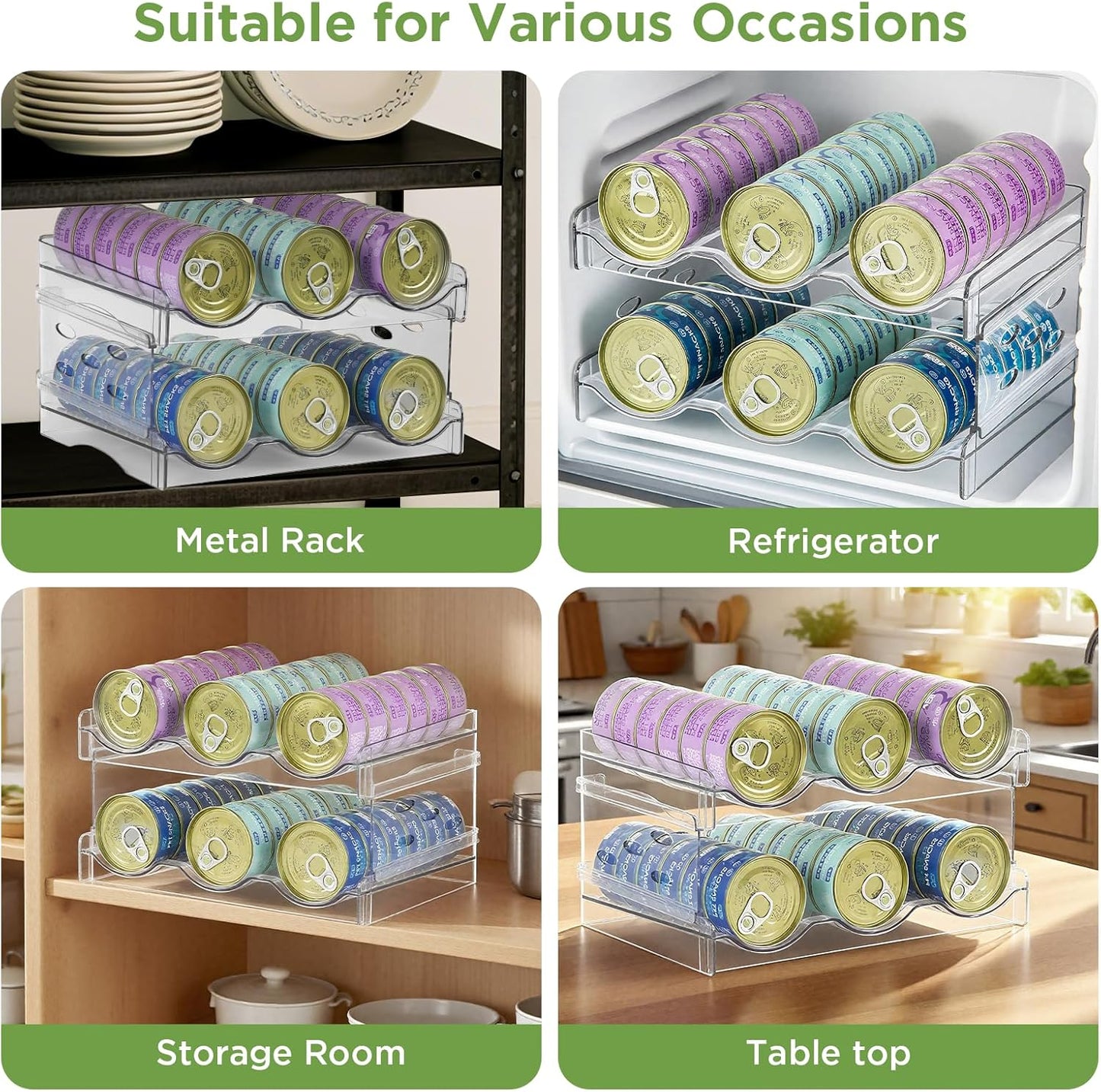 REFLYING Cat Food Can Organizer, 2-Layer Transparent Cat Food Storage Container Holds 36 (3.5oz) Cans, Canned Cat Food Organizer and Storage for Countertop Kitchen Cabinet or Pantry Shelf (2 layers)