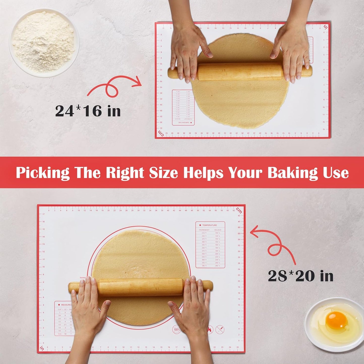 BlueBark 1 PCS - 24"L x 16"W Non-stick Silicone Baking Mat for Pastry & Dough, Sourdough Bread Making Tools, Kitchen Counter, Cooking Enthusiasts