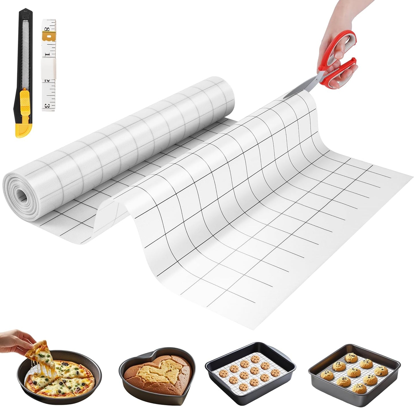 Silicone Baking Mat, 16 IN x 10 FT Free Cutting Baking Sheet,Non-Stick Reusable Dough & Pastry Mat,Non-Slip Silicone Mat Roll for Air Fryer Liner,Freeze Dryer,Oven Baking Pan,Kitchen Counter