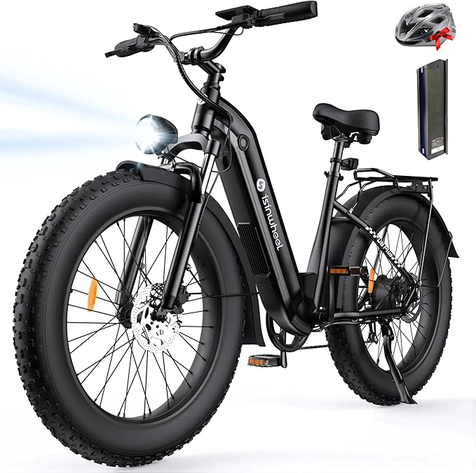 isinwheel U8 Plus Electric Bike for Adults,1500W Peak Motor Hydraulic Brake Ebike,Max 20/28MPH 75-105Miles Electric Bicycle with 13AH/18AH Battery,26" Step-Thru Fat Tire Commuter E Bike for Adults