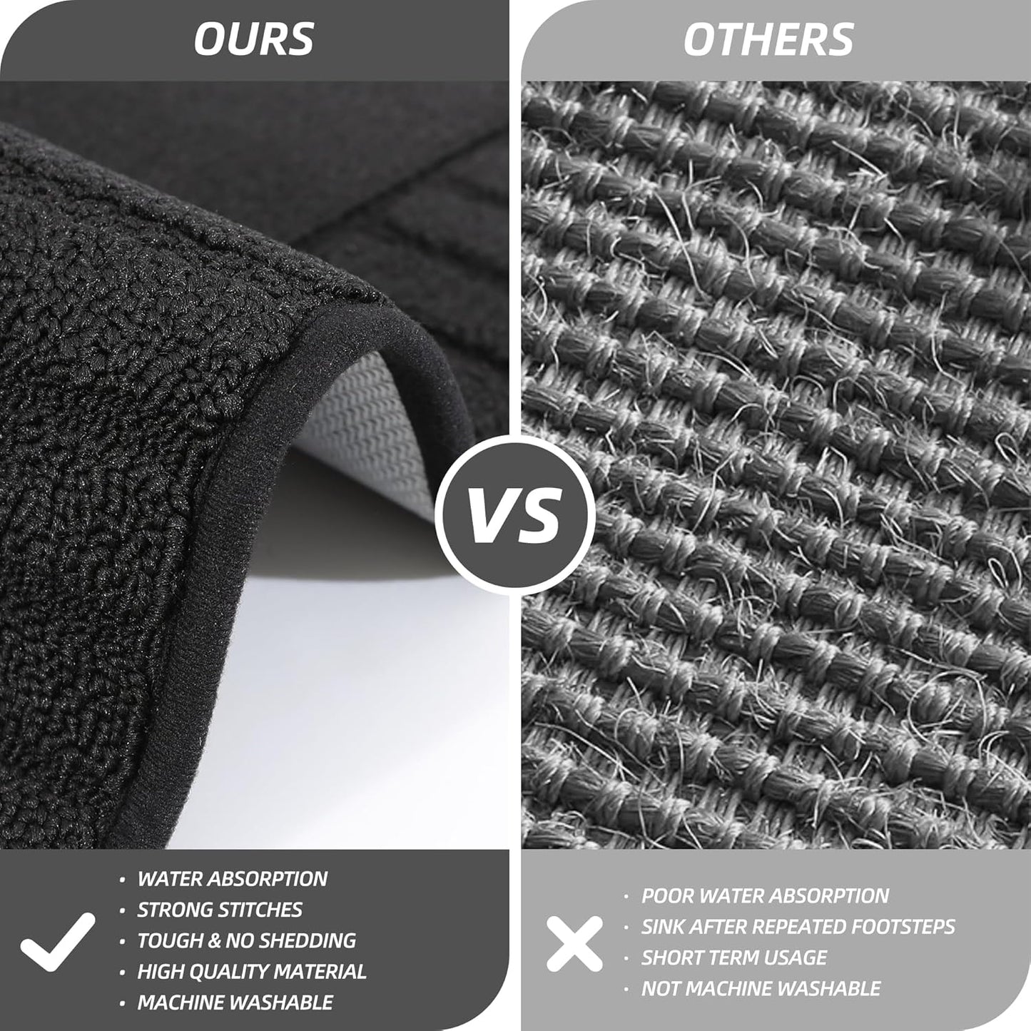 BEQHAUSE-Kitchen-Rugs-and-Mats,2 PCS Non Slip Kitchen Floor Mat,Absorbent Kitchen Mat Set Machine Washable Kitchen Runner Rug Black Kitchen Mat 20x30inch/20x48inch