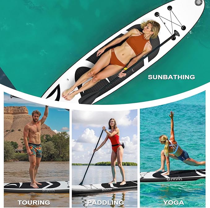 Inflatable Stand Up Paddle Board 10‘x30‘‘- Ultra-Light SUP with Backpack, Pump, Paddle, Coil Leash, 3 Fins, Repair Kit, Stable Design, Non-Slip EVA Deck for Adults & Youth