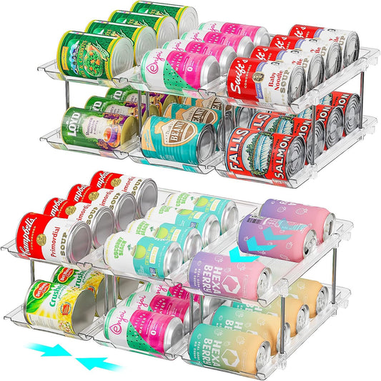 Can Organizer for Pantry, 4 Tiers Can Storage Rack, up to 48 Cans Food Holders for Fridge, Cabinet and Pantry Organization