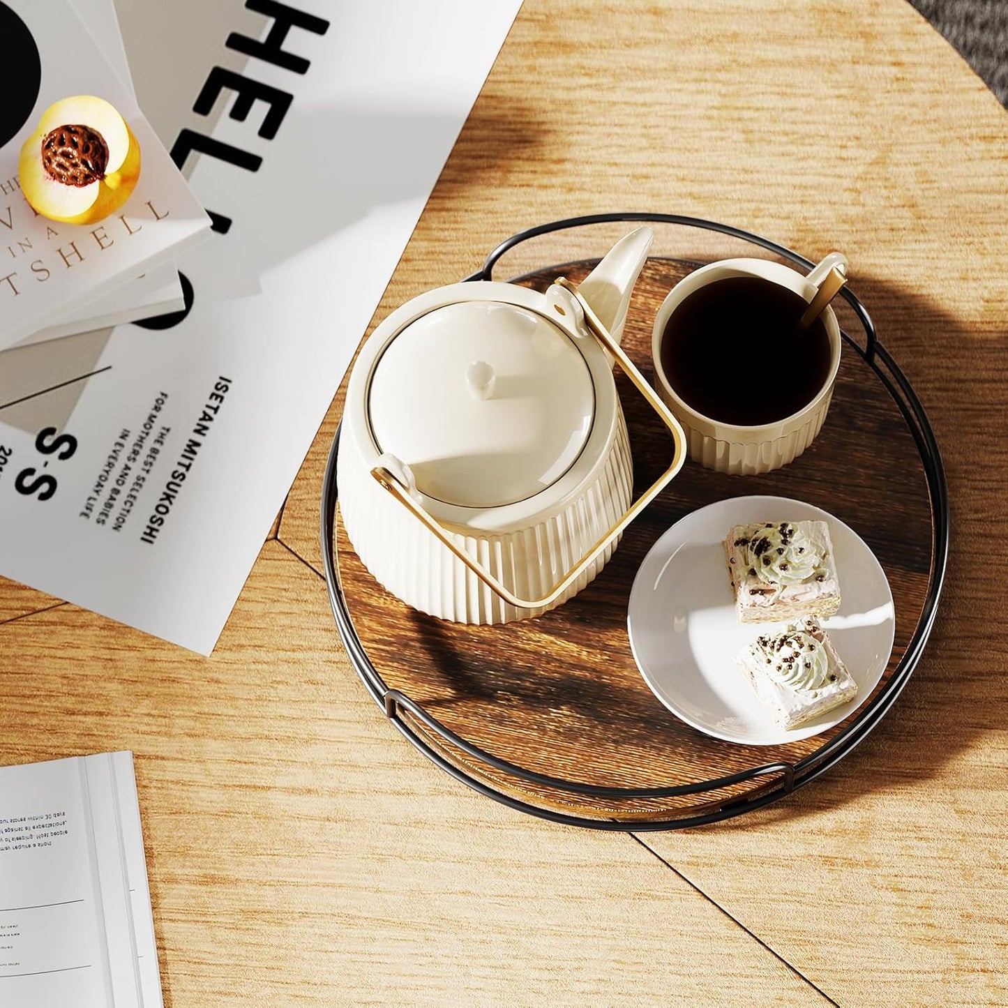 LAMU 2 Pack 9'' 10'' Lazy Susan Turntable Organizer for Table Top Cabinet, Wooden Lazy Susan for Kitchen, Pantry, Countertop, Bathroom Vanity, Spice Organization, Wood Decor