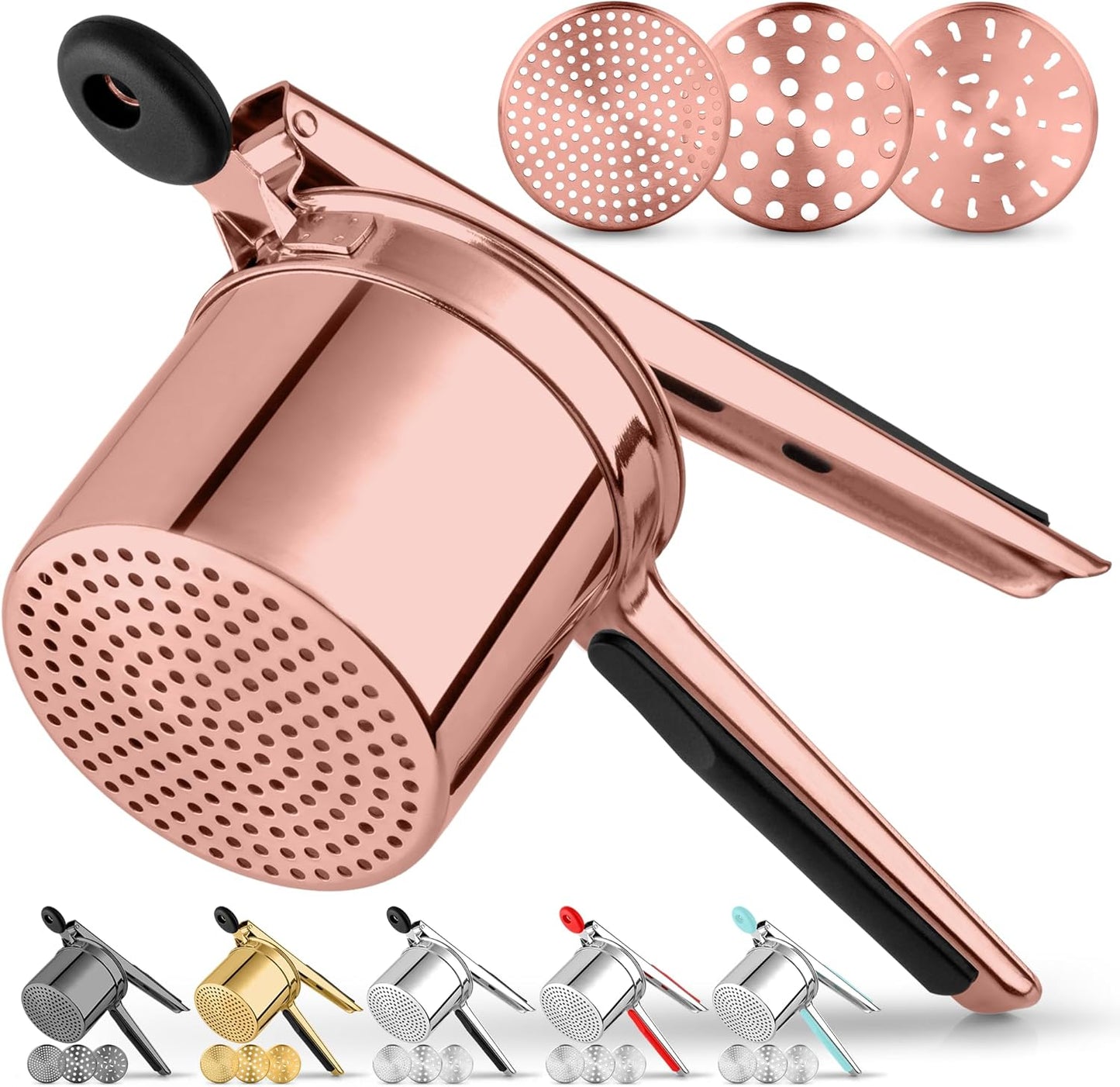 Zulay Kitchen Premium Large 15oz Potato Ricer, Heavy Duty Professional Stainless Steel Potato Masher and Ricer Kitchen Tool, Press and Mash Kitchen Gadget - Rose Gold