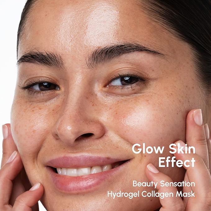 MAREE Collagen Facial Mask with Hyaluronic Acid - Hydrating Face Masks Skincare - Mascarillas Faciales For Women Skin Care - White, 4 Count