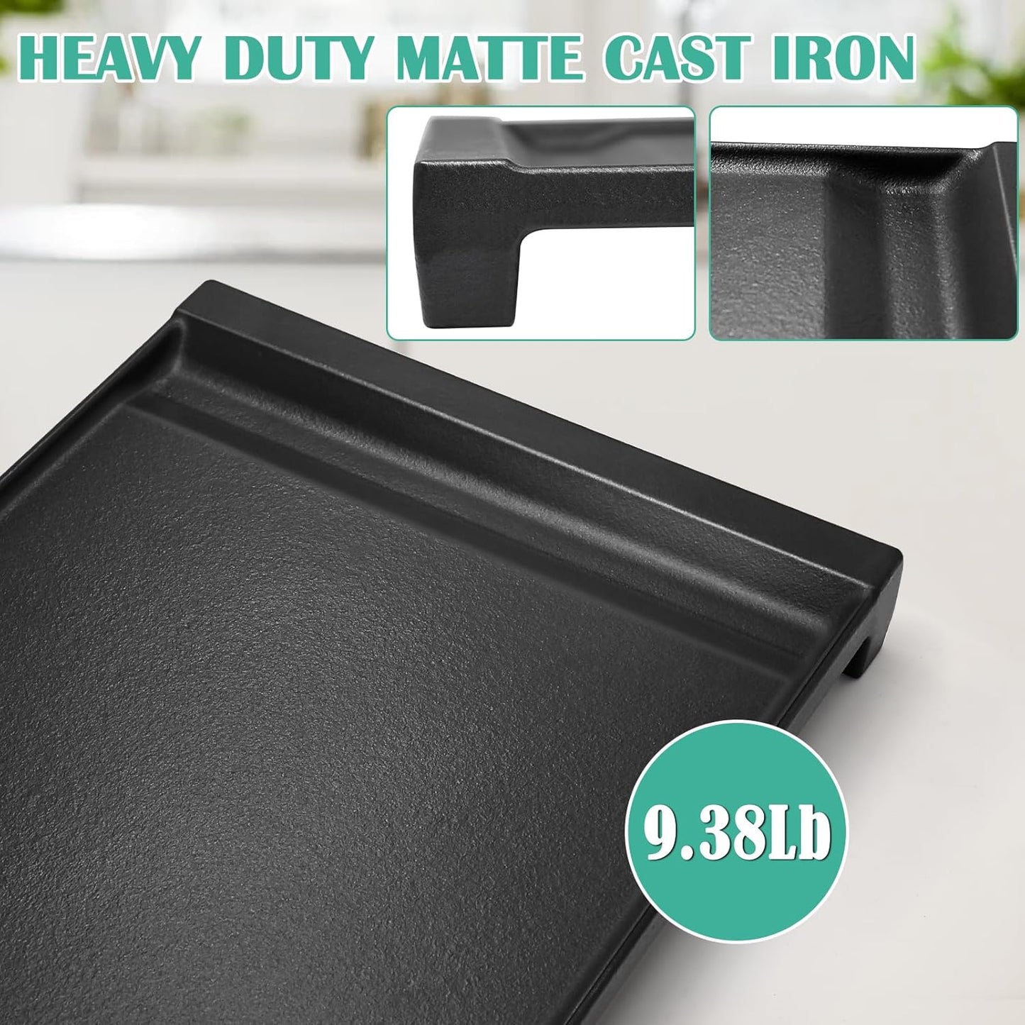 Hiorucet WB31X24738 Cast Iron Griddle Replacement for GE Appliance Gas Range, JGBS66REKSS, JGB700SEJ4SS, JGSS66SEL1SS, JGSS66SEL3SS, JGSS66SELSS, JGB700SEJ1SS Griddle Plate Cooktop for GE Center Part.