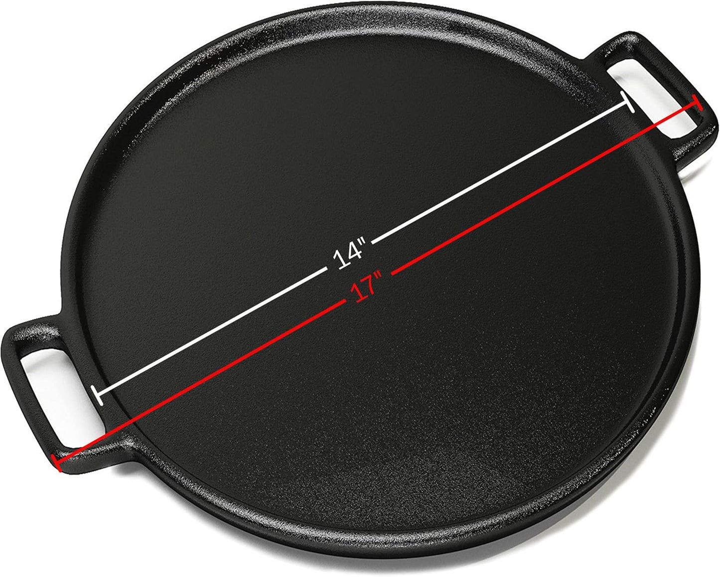 Cast Iron Pizza Pan - 14-Inch Baking Pan for Oven, Stovetop, Grill, or Campfires - Durable, Even-Heating, Versatile Cast Iron Griddle by Home-Complete
