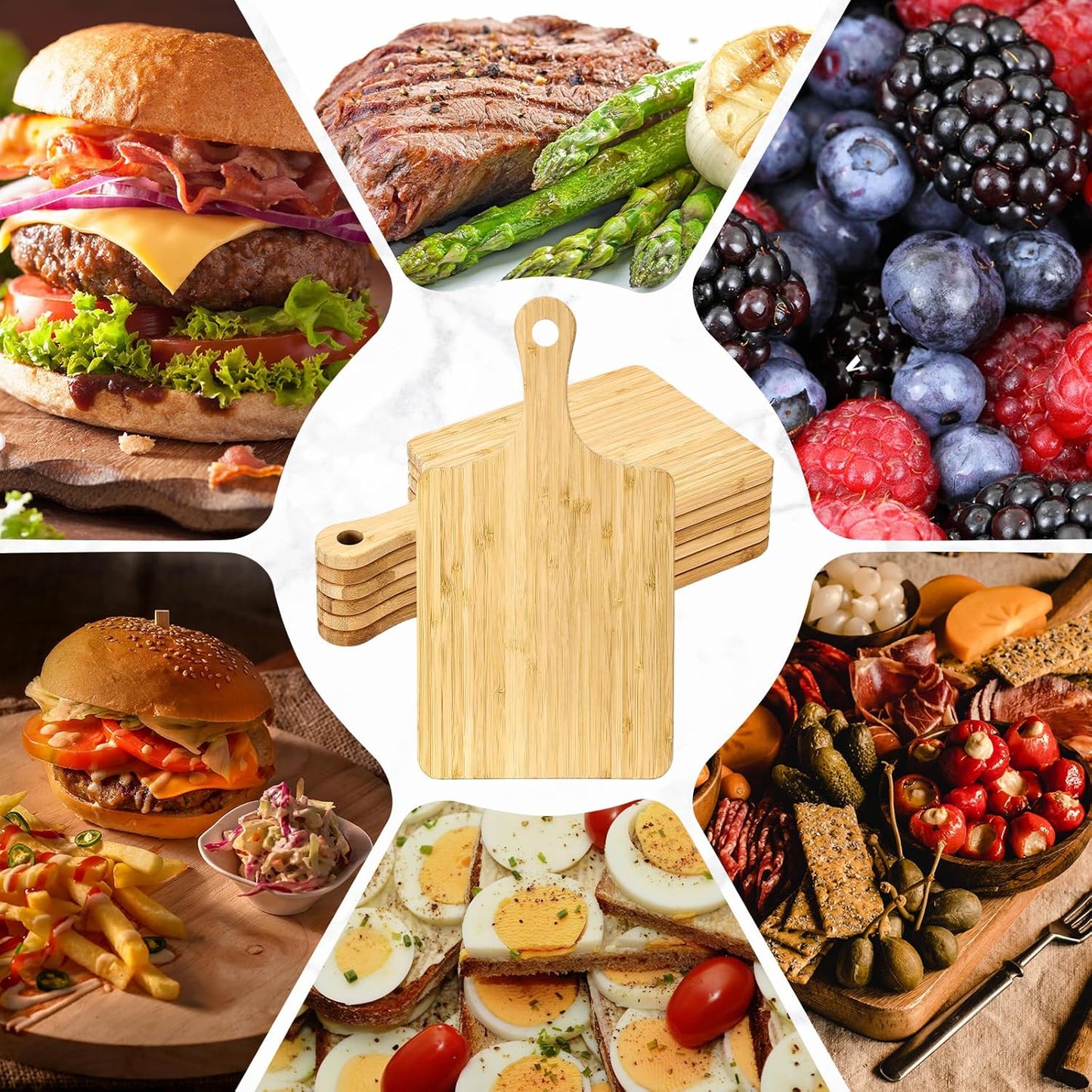 Lounsweer 6 Pcs Thicken Cutting Board Bulk Wood Board for Chopping Serving Charcuterie Material for Laser Engraving Mother' Day Wedding Housewarming Gift