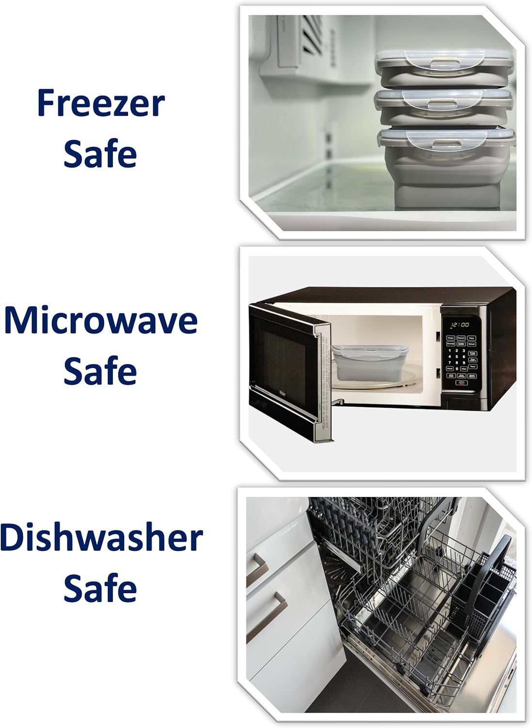 Cocina Vida Collapsible Silicone Food Storage Containers with Airtight Lids | Kitchen Stackable Lunch Box Microwave Dishwasher Safe| Set of 4 Silicone Food Storage Containers