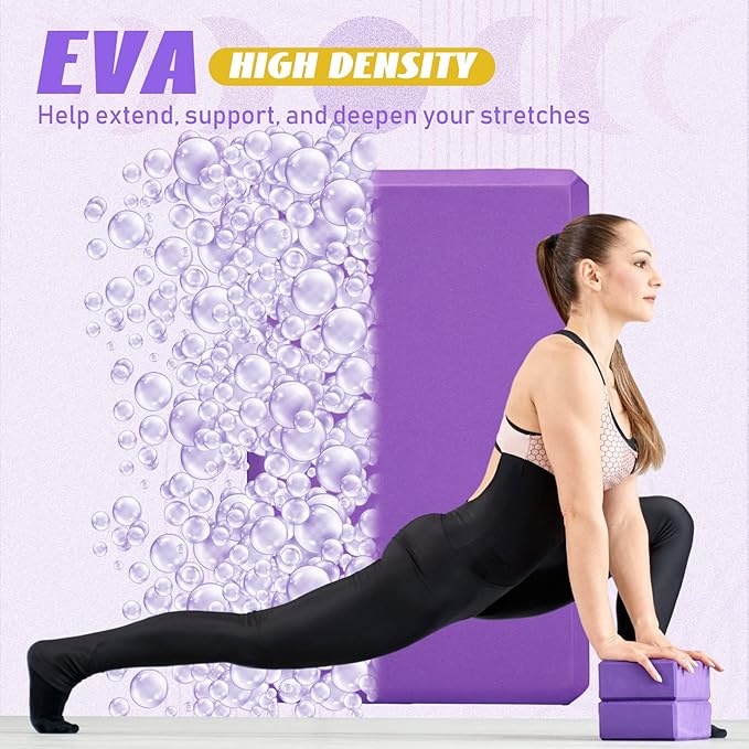 Wettarn 6 Pack Yoga Blocks 9 x 6 x 4 Inch Eva Foam Lightweight Non Slip Yoga Props for Yoga Pilates Stretching Meditation