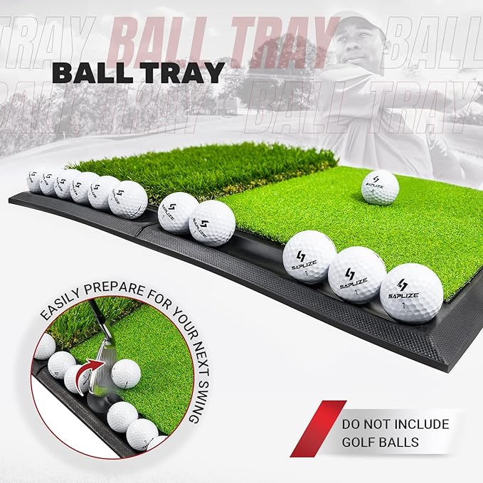 SAPLIZE Foldable Heavy-Duty Golf Hitting Mat, Practice Mat with 10mm EVA Rubber Backing, Larger Size for Indoor/Outdoor Swing and Chipping Practice, Anti-Deformation