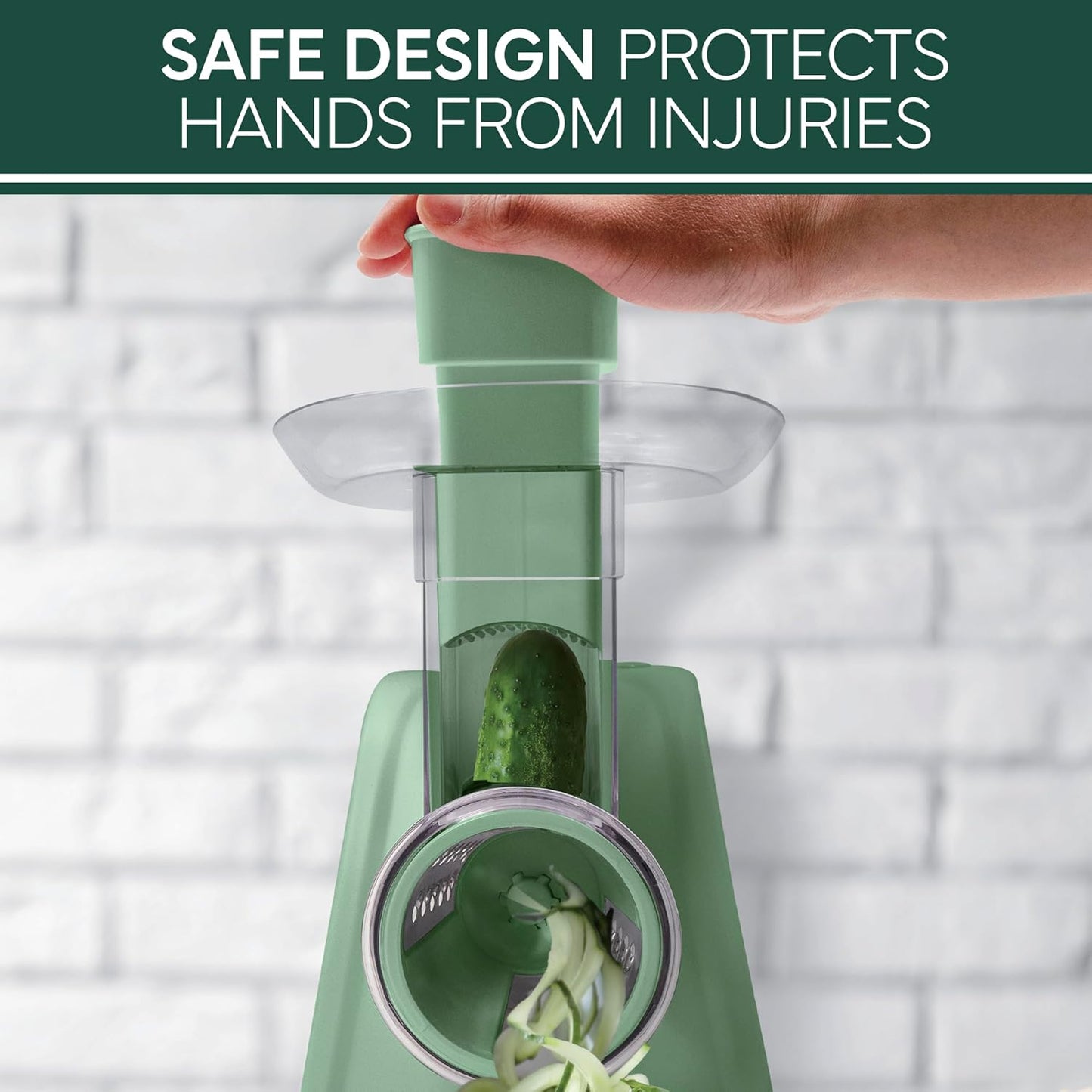 COOK WITH COLOR 5-in-1 Electric Slicer, 150W Food Prep Machine – Cheese Shredder, Fine & Coarse Graters, Potato Grater, Vegetable Slicer, Fruit, Salad Shooter, Compact Design for Bowl Prep, Green