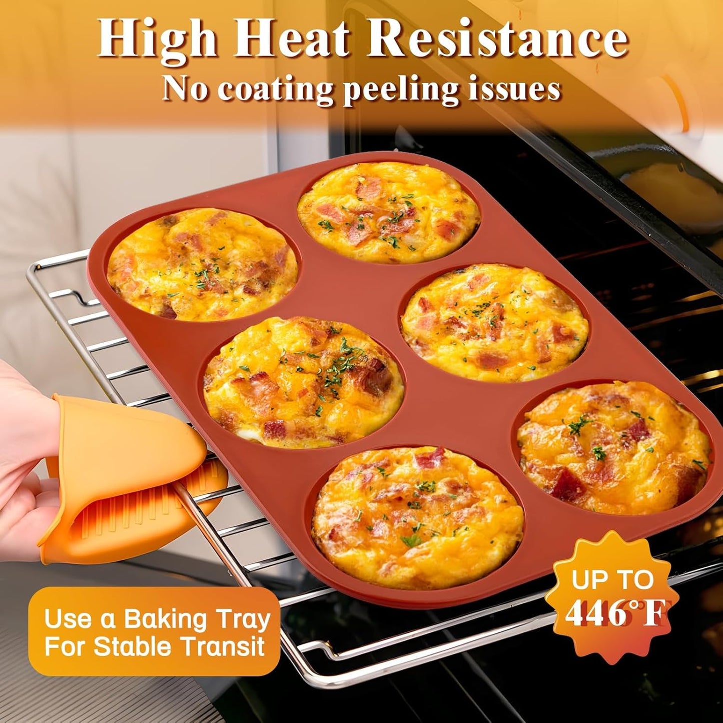 Ocmoiy 4 Inch Silicone Egg Mold for Breakfast Sandwiches, 1 Pack Non-Stick Silicone Jumbo Muffin Top/Hamburger Bun Pan Eggs Bites Mold for Oven Baking Egg Patty, Pancake, Frittata