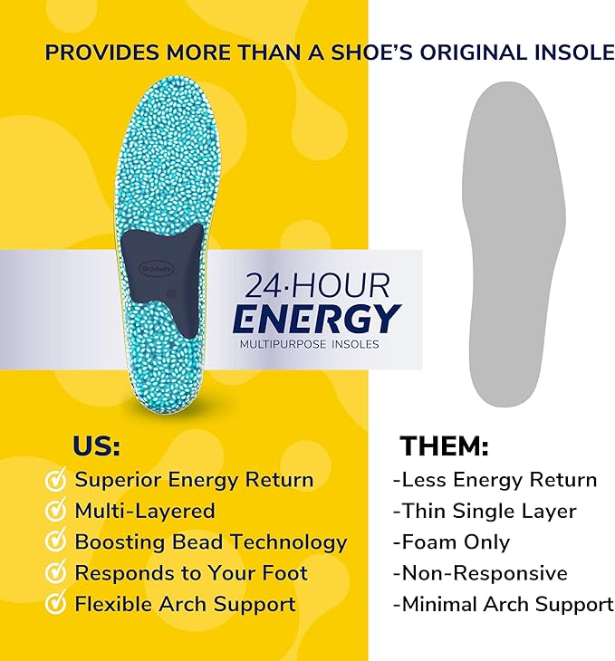 Dr. Scholl's® 24-Hour Energy Multipurpose Insoles, Returns Energy with Every Step, Relieves Foot Pressure & Tired Achy Feet, Memory Foam & Gel Insert, Women's Shoe Size 6-10, 1 Pair