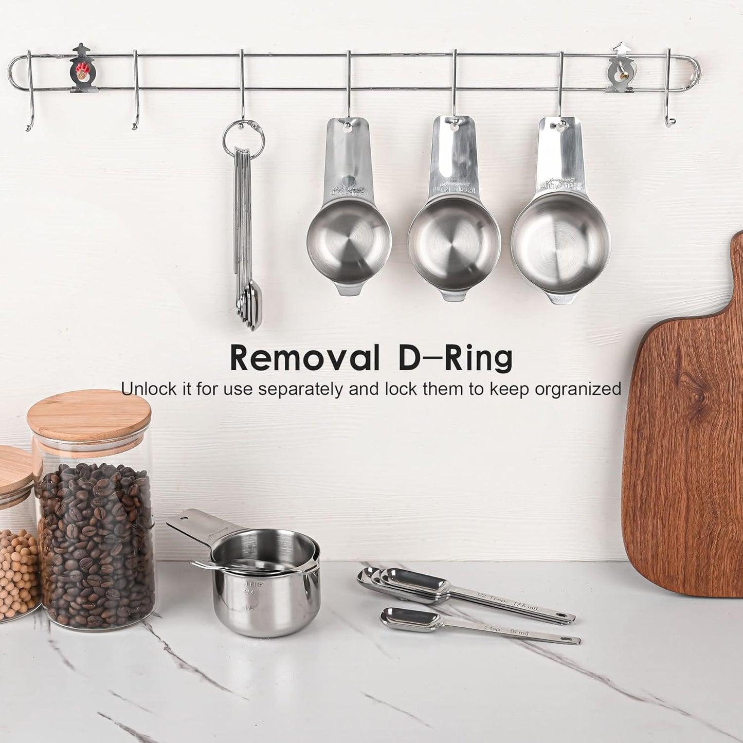 Smithcraft Measuring Spoons Set of 9 with Leveler, Metric & US 18/8 Stainless Steel Measuring Spoons Set for Baking&Kitchen, Metal Long Handle Measuring Spoon for Spice, Nesting Measure Spoon Fit Jar