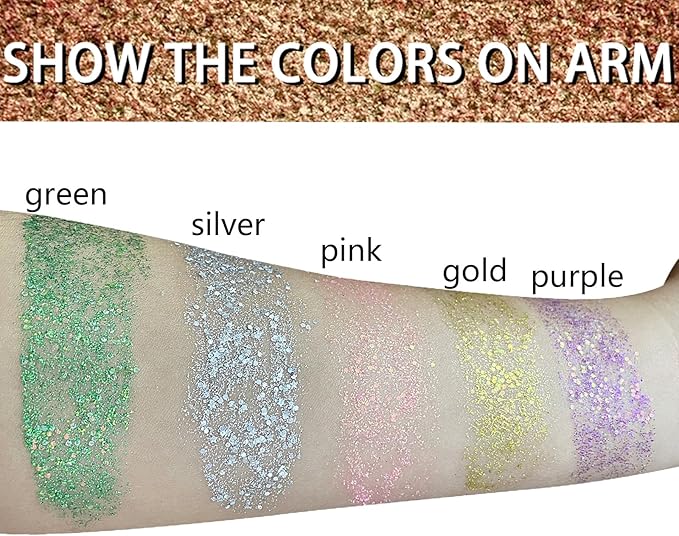 MEICOLY Green Face Glitter Stick,St Patricks Day Accessories,Irish St Patricks Day Outfit for Women,Face Body Hair Glitter for Women Kids,Rave Festival Mermaid Chunky Green Makeup for Mardi Gras