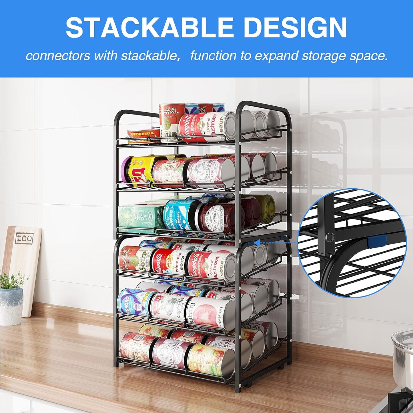 AIYAKA 3 Tier Stackable Can Rack Organizer,for food storage,kitchen cabinets or countertops,Storage for 36 cans,Bronze