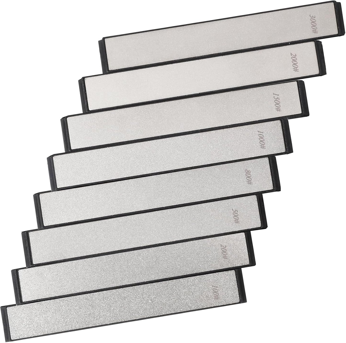 RUIXIN PRO 8 Pcs Diamond Knife Sharpening Stones for RUIXIN PRO RX-008 RX-009 Knife Sharpener Fixed-Angle Kit, Professional Whetstone Set With Base: 100/200/500/800/1000/1500/2000/3000 Grit