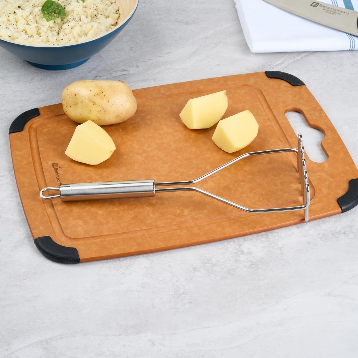 Restaurantware-German Standard Wire Mashers With Ergonomic Handle, 6 Heavy-Duty Potato Mashers - Dishwashable, Durable, Stainless Steel Food Masher, For Avocado, Beans, Sweet Potatoes, And, More