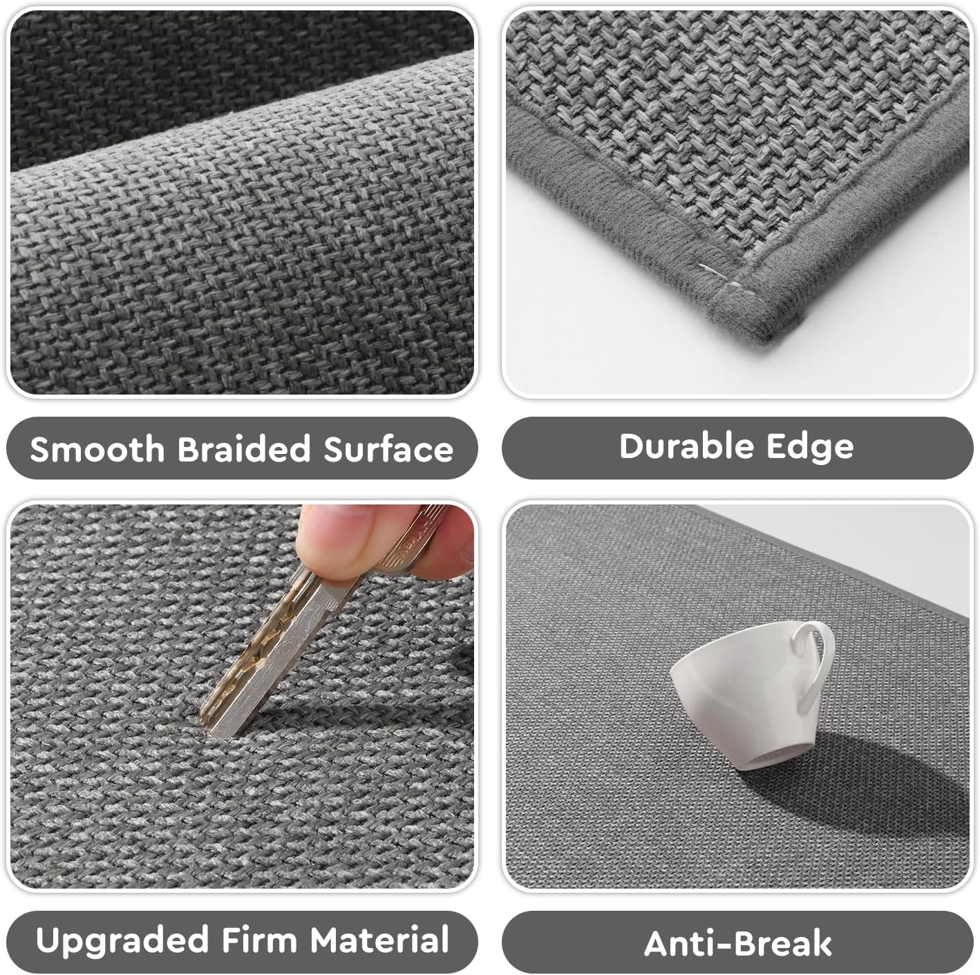 tchdio Kitchen Mats for Floor, Rubber Backed Kitchen Rugs Non Slip Washable, Superior Absorbent Kitchen Runner Rug Easy to Clean, Comfort Kitchen Floor Mat Front of Sink (Grey, 20" × 47")