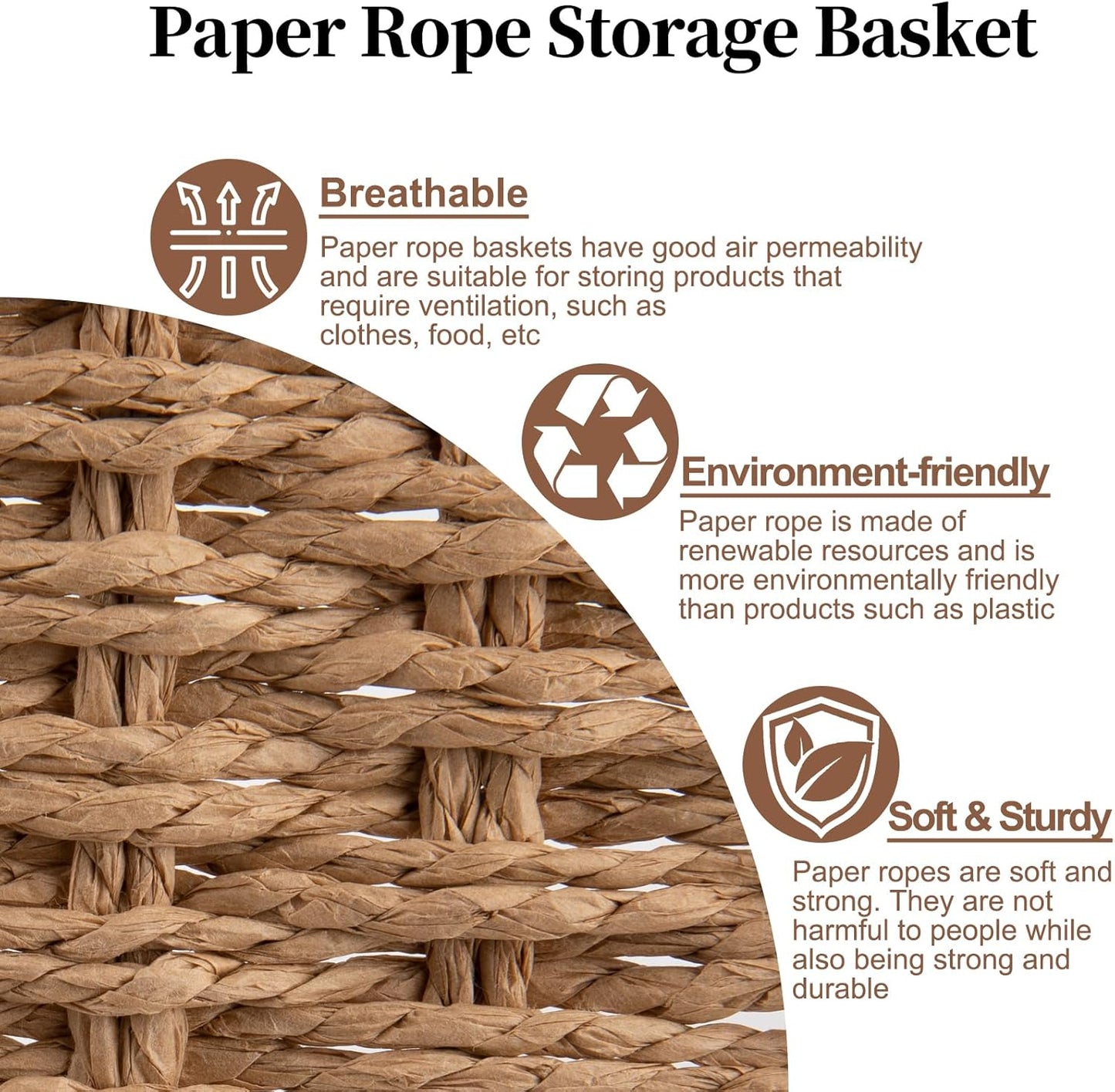 OIAHOMY Wicker Basket, Paper Shelf Basket with Built-in Handles, Rectangular Wicker Storage Bin for Pantry, Shelves, 1 Pack-Yellow