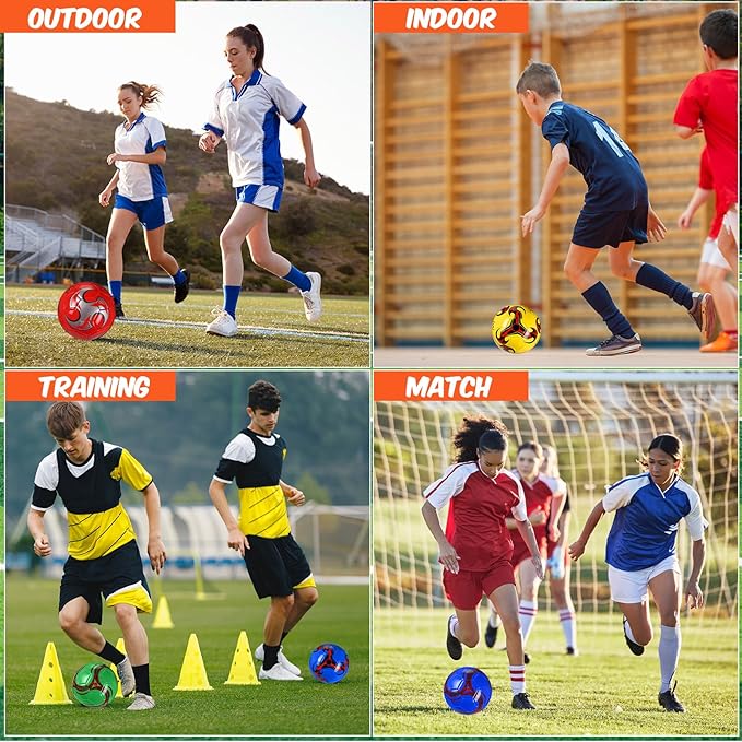 12 Pcs Soccer Balls Bulk Size 4 Soccer Balls with Pump Soft Football Outdoor Indoor for Sport Training Practice Game Gift for Youth Teen Adult