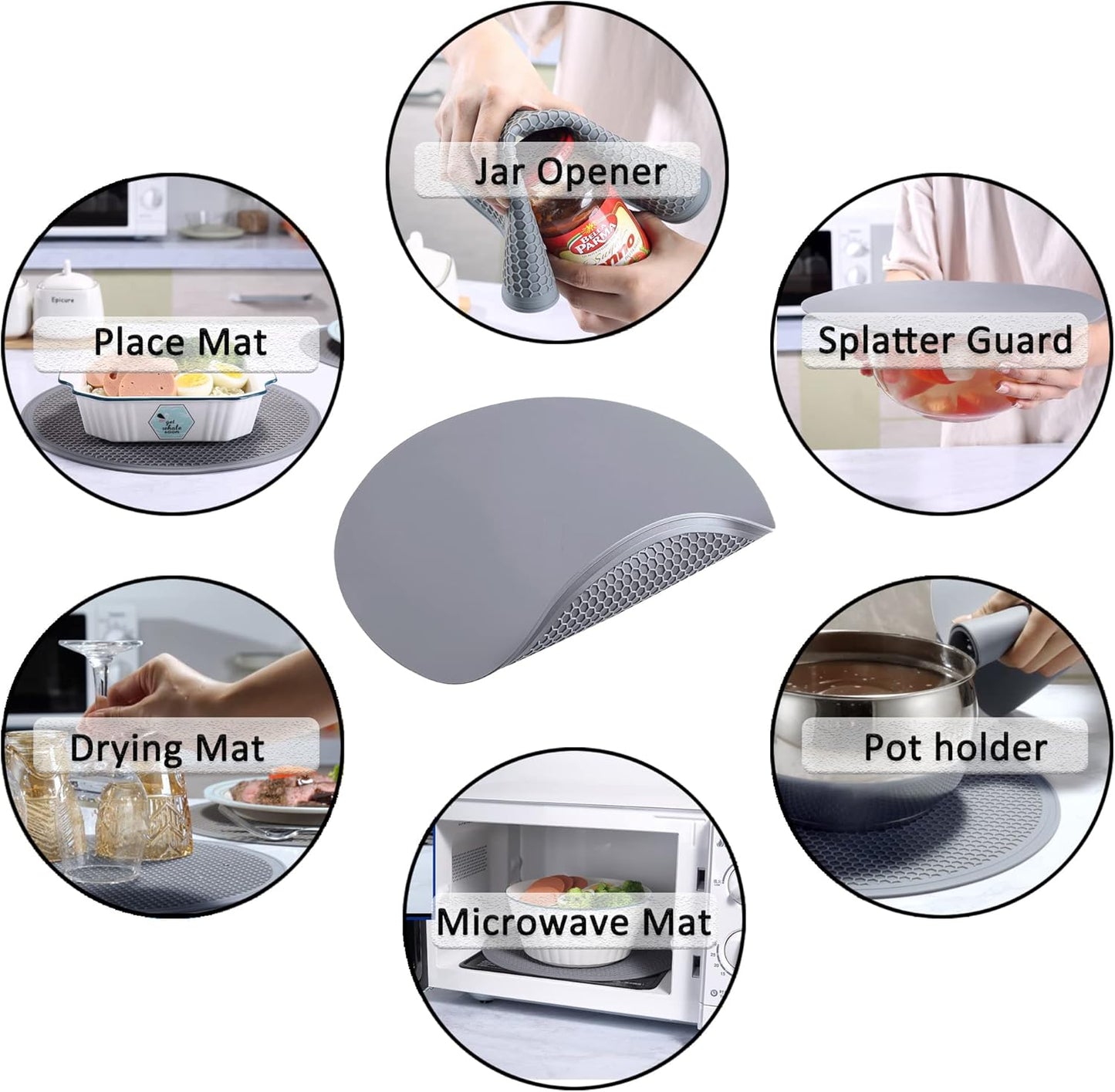 To encounter Silicone Microwave Mat - Round 12" x 12" - Set of 2 Heat Resistant Multifunctional Mat, Splatter Guard, Trivet, Hot Pad, Pot Holder