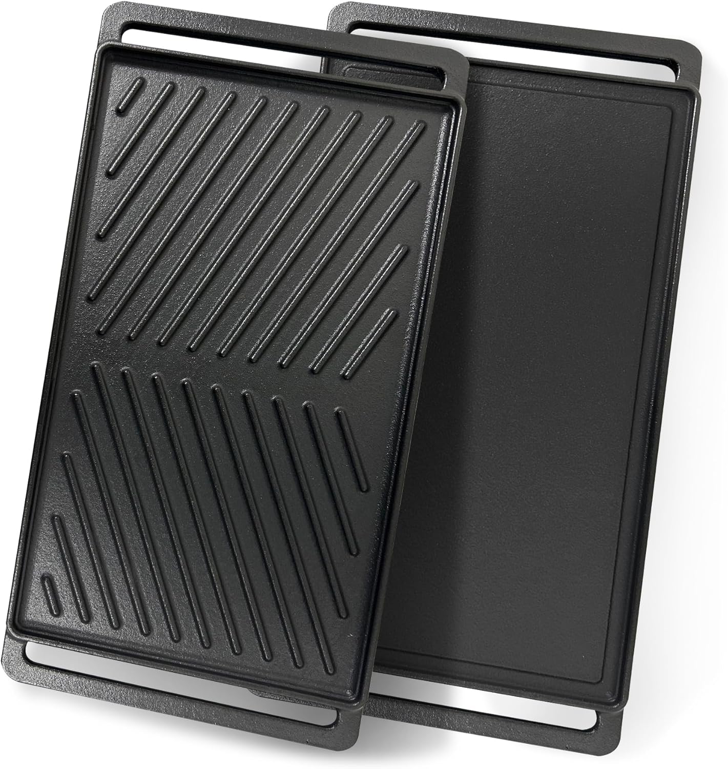 Cast Iron Griddle for Stove Top Large Flat Top Double Griddle Pan for Gas Grill, Fits Two Burners, for Gas, Electric, Ceramic Stovetops, Indoor & Outdoor Cooking - 19" x 10"