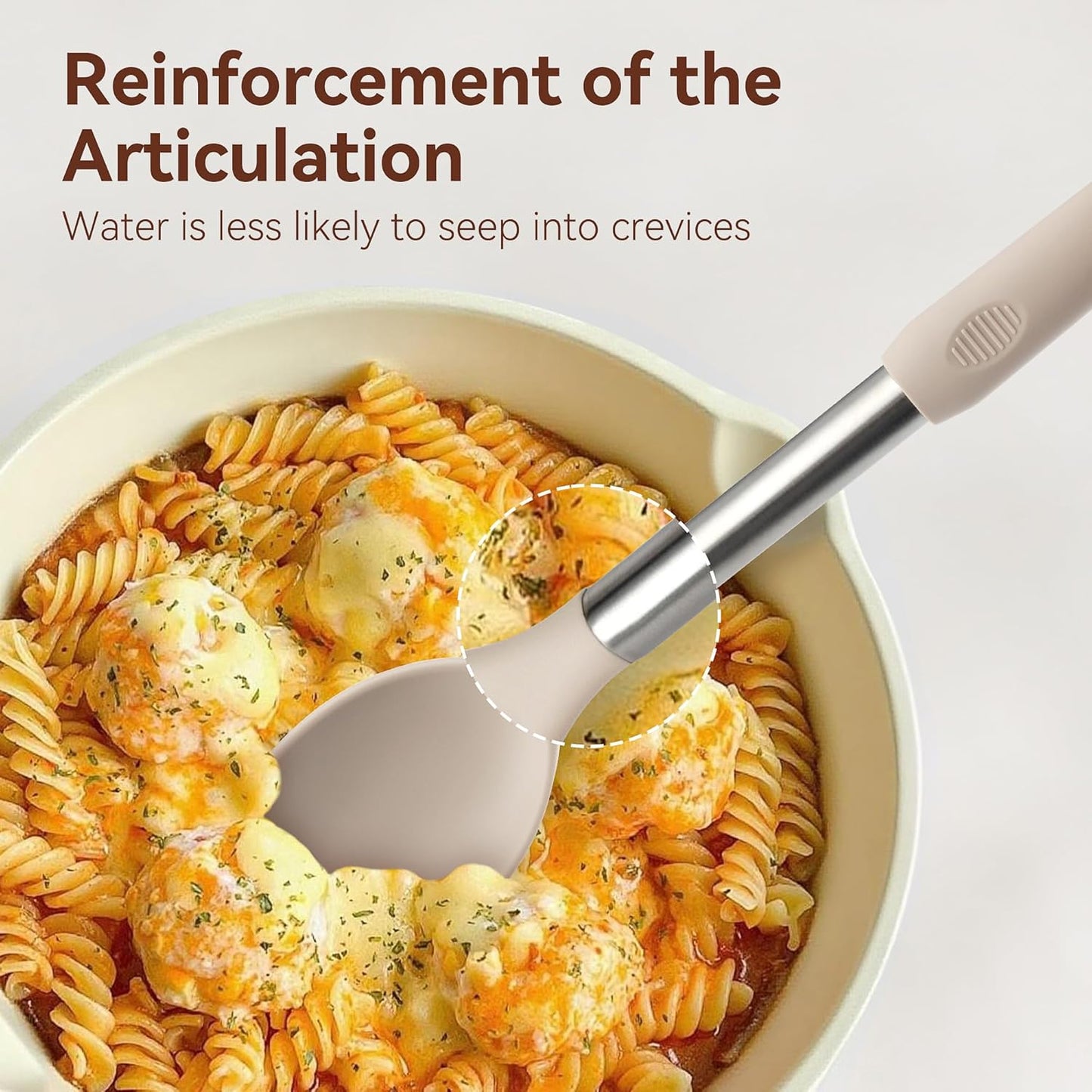 Silicone Cooking Utensils Set, NCUE 35 Pcs Kitchen Utensils Set with Holder, with Stainless Steel Handle Spatula Set, Spoons, Pasta Server, Cheese Grater, Masher, Scissors, Dishwasher Safe (Khaki)