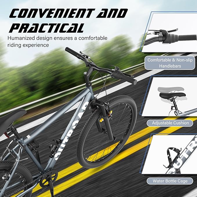 Betterland 26 Inch Mountain Bike, 7/21Speed Adult Bicycle with Dual V Brakes,Front Suspension, High Carbon Steel Frame, with Adjustable Ergonomic Seat Bicycle