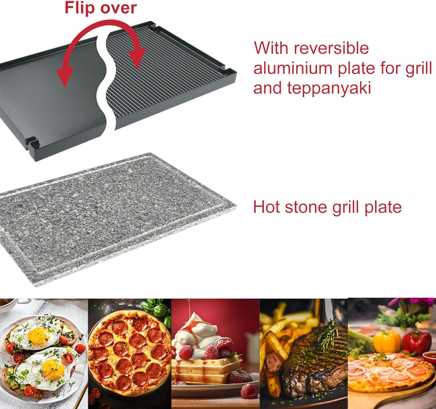 TAMARIT Raclette 3-in-1 Electric Grill - Portable, Korean BBQ Indoor with 8 Paddles, Dishwasher Safe Reversible Non-stick Grill