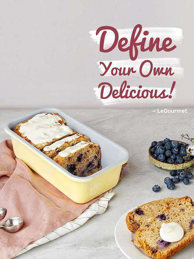 LeGourmet Nonstick Bread Loaf Pan 9 X 5 Inch, Ceramic Coating, Non-Toxic, Rust Resistant Aluminized Steel, Perfect 1 lb Baking Dish for Meatloaf, Pound Cake & Brownie (Butter 2pcs)