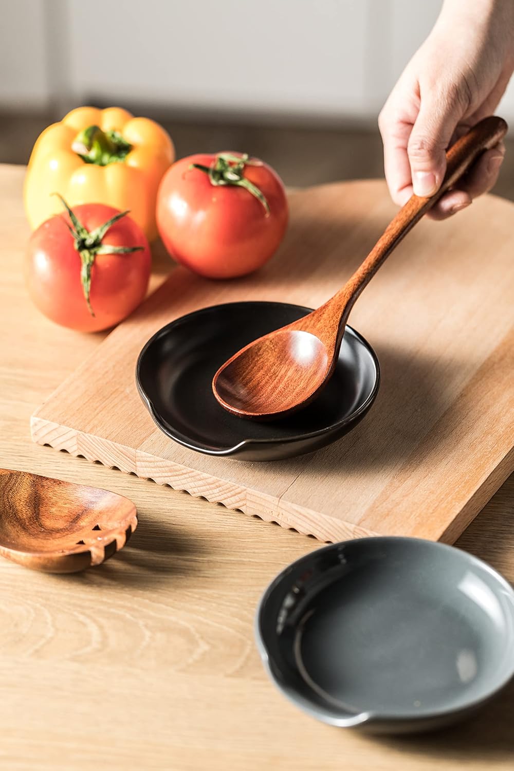 Spoon Rest for Stove Top, Cooking Spoon Rest & Spoon Holder for Stove Top, Kitchen Utensil Holder for Spoons Ladles Tongs Spatula for Housewarming Gift, Black