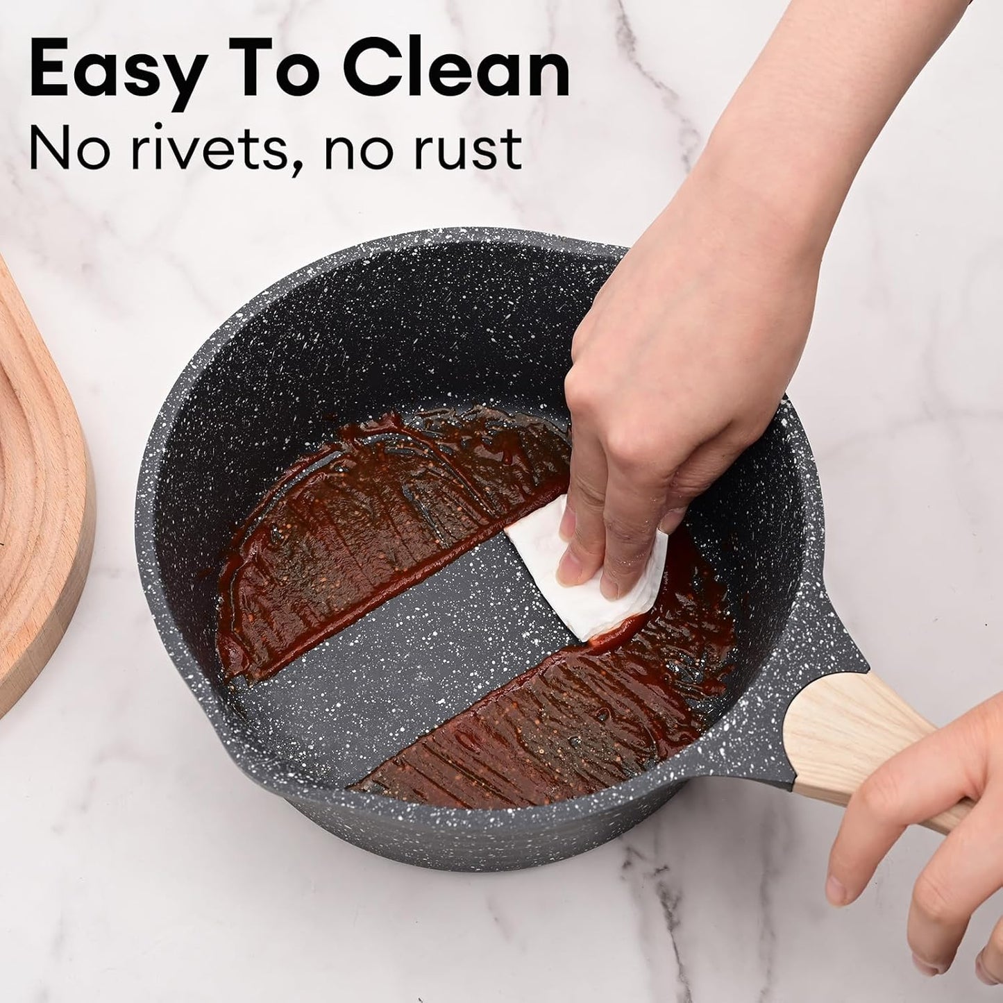 JEETEE 2.5 Quart Sauce Pan with Lid, Non Stick Small Pot with Coating, Masterclass Cookware Sauce Pot for Cooking, PFOA/PFOS Free